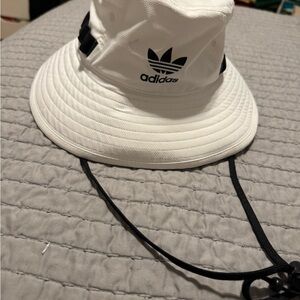 Adidas Classic White Hat with Black Logo bucket hat